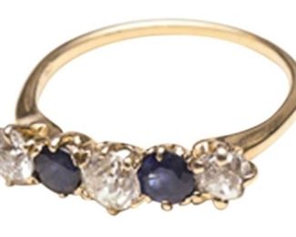6. Diamond and Sapphire 5 Stone Ring