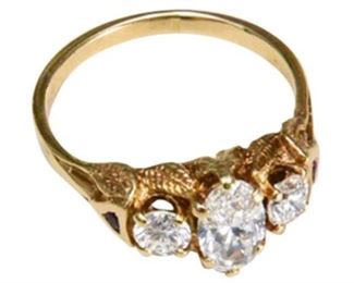 10. 18K Diamond and Ruby Ring