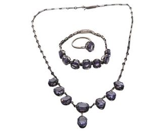 13. Amethyst and Silver Three Piece Ensemble
