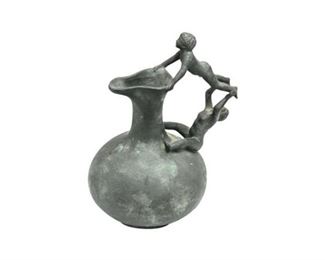 15. Bronze Ewerwith Figural Handle
