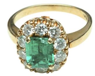 16. Emerald and Diamond Dinner Ring