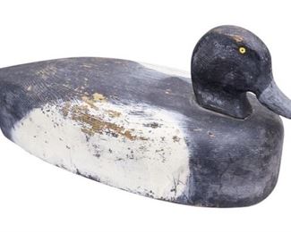 19. Bluebill circa 1915 Vintage Wooden Decoy Duck