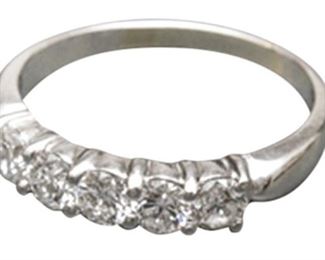 25. 18K White Gold and Five Diamond Ring
