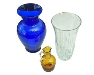 66. Contemporary Glass Lot Cobalt, Honey, Crystal