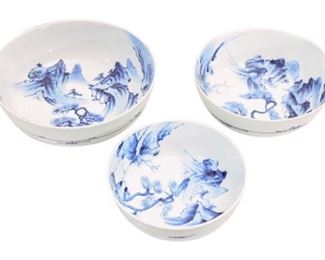 69. Set of 3 Porcelain Stacking Japanese Bowls