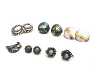 100. Group Lot of Six 6 Pairs of Costume Earrings