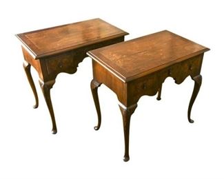107. Pair Fine Mahogany Queen Anne Style Lowboys