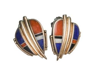 109. Pair Sterling Silver and Enamel Earrings