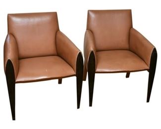 116. Pair of DAKOTA JACKSON Ke Zu Contemporary Leather Armchairs