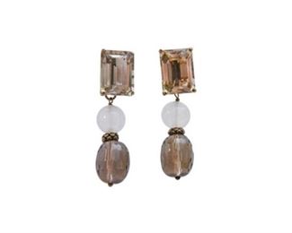 118. Pair of 14 GF Smoky Topaz and Moonstone Earrings