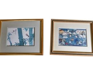 125. Pair Japanese Watercolor Woodblock Prints