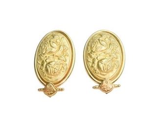 128. Pair 18 K Gold Italian Earrings