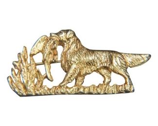 134. 14K Gold Dog Themed Brooch