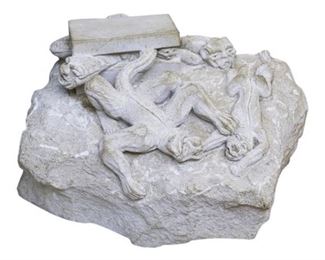 135. Vintage GothicGrotesque Carved Limestone Sculpture