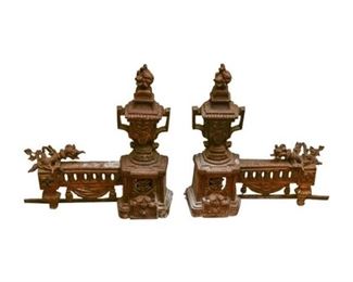 137. Pair Antique Cast Iron Andirons