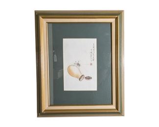 132. Framed Vintage Japanese Watercolor of Grasshopper
