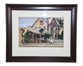 138. Vintage Florida, KEY WEST, Watercolor Painting by AVERY JOHNSON