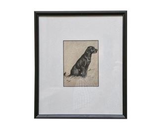 141. Vintage Framed Dog EtchingPrint by Cecil Alton