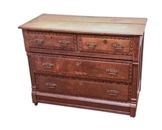 150. Antique Aesthetic Style Oak Four 4 Drawer Dresser c.1870s