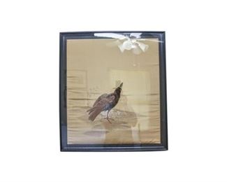 154. Vintage Asian Silk Embroidery Artwork Bird in Snow