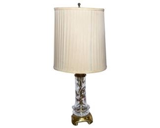 157. Vintage Cut Glass Table Lamp wGold Base