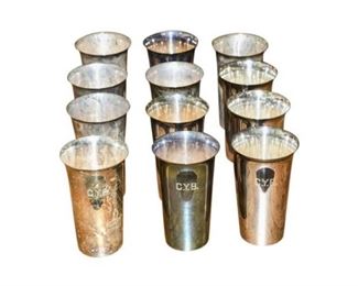 159. Set of 12 Sterling Silver Tall Goblets