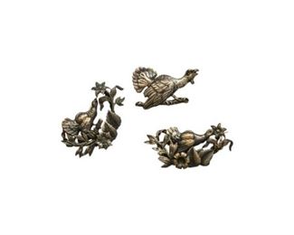 169. Set of Three Silver Finish JAPANESE BroochesPins