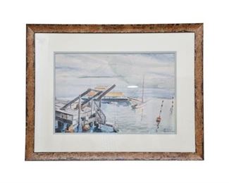 172. 1934 Alfred D. Crimi KEY WEST Dock Scene Painting