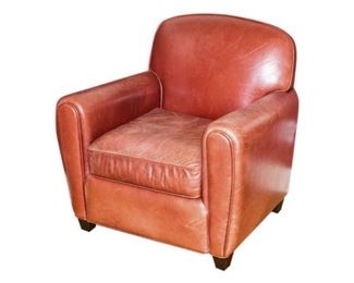 188. Contemporary Red Leather Art Deco Club Chair