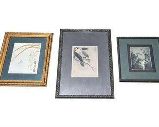 189. Set of Three Vintage Japanese Artworks, Signed