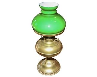 193. Contemporary Bankers Glass Shade Table Lamp
