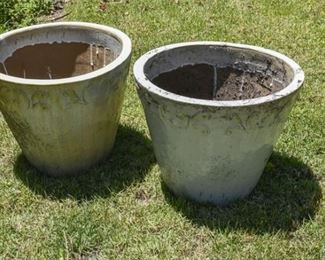 204. Pair Glazed Ceramic Outdoor Planters