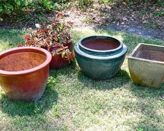 210. Lot of 4 Four Glazed Ceramic Planters