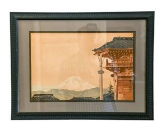 224. VJapanese Watercolor Architectural Study