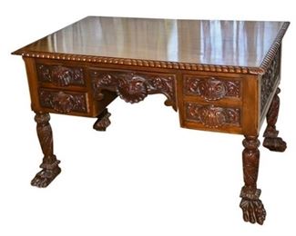 238. Late 19th CenturyEarly 20th Century Carved Mahogany Partners Desk