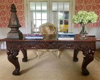Rosewood Carved Desk with Drawer