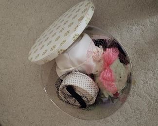 Vintage hats, hatbox (think Jackie O)