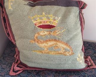 Needlepoint pillow sewed by a nurse traveling home from France (WWI/II)