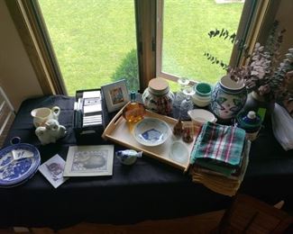 Pottery, linen napkins, more