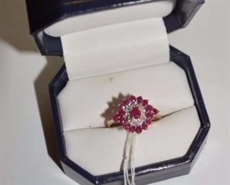 10K Gold, Ruby and Diamond Ring