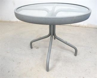 Aluminum Frame Table w Glass Top