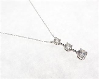 14K White Gold 3tier Pendant Necklace