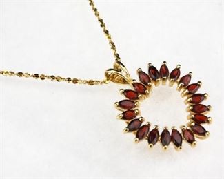 925 3ct Garnet Open Heart Shape Necklace