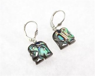 925 Silver and Abalone Aisan Elephant Earings