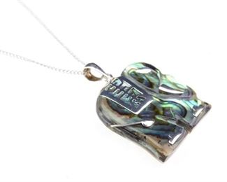 925 Silver and Abalone Aisan Elephant pendant necklace