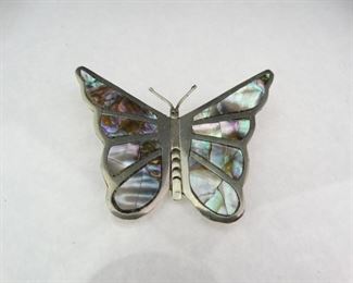 Silver MotherofPearl Butterfly Brooch