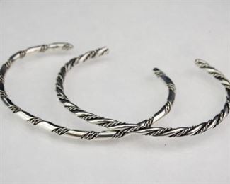 925 Sterling Silver Twisted Rope Cuff Bracelets