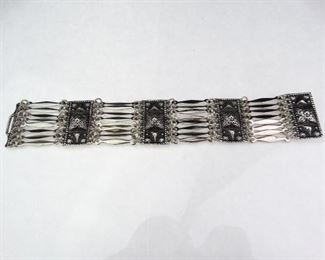 Mexican Silver Rectangle Link Bracelet