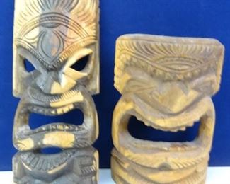 Hand Carved Wooden Masks from the Island of Tonga