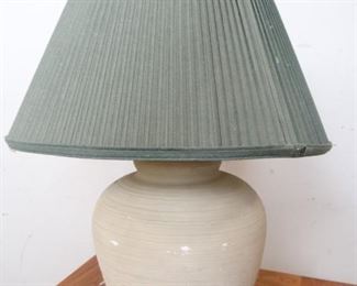 Rough Hewn, Rustic Pottery Lamp with Green Shade